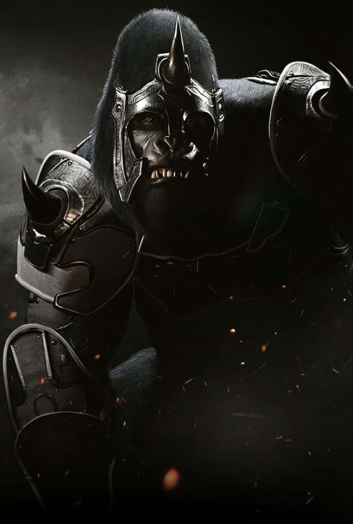 Powerful Black Gorilla in Armor - Dark Mysterious Wallpaper
