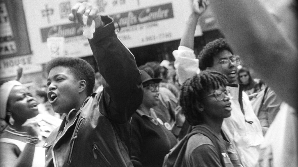 Powerful Black and White Protest Photo: San Francisco Activism Wallpaper