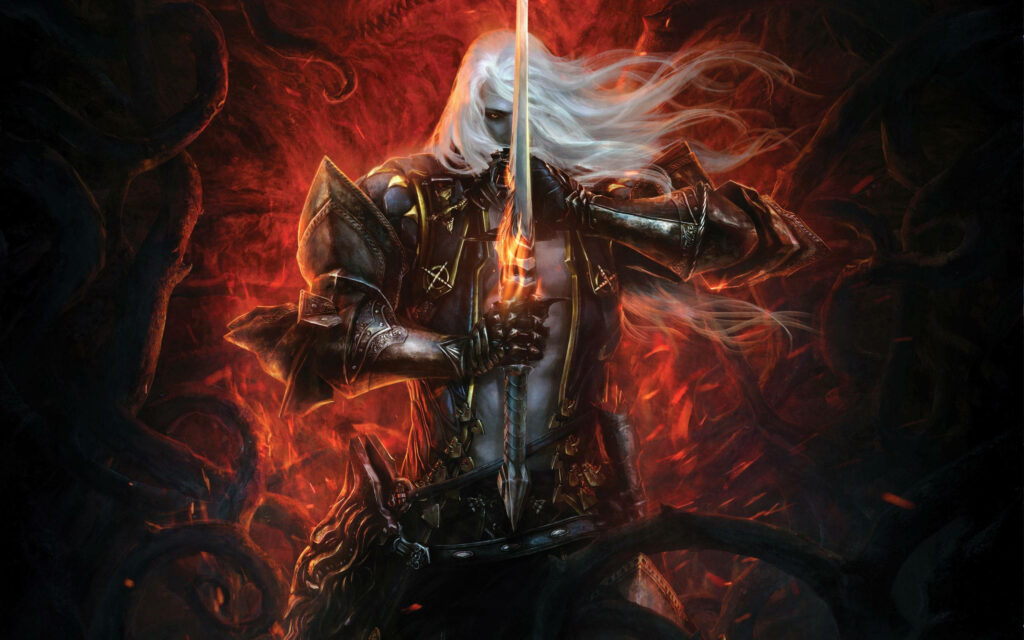 Epic Castlevania Wallpaper: Armored Hero with Glowing Sword
