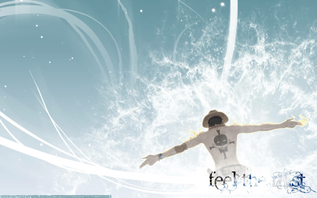 The Fiery Encounter: One Piece Ace Confronting the Mighty Ocean Abyss Wallpaper