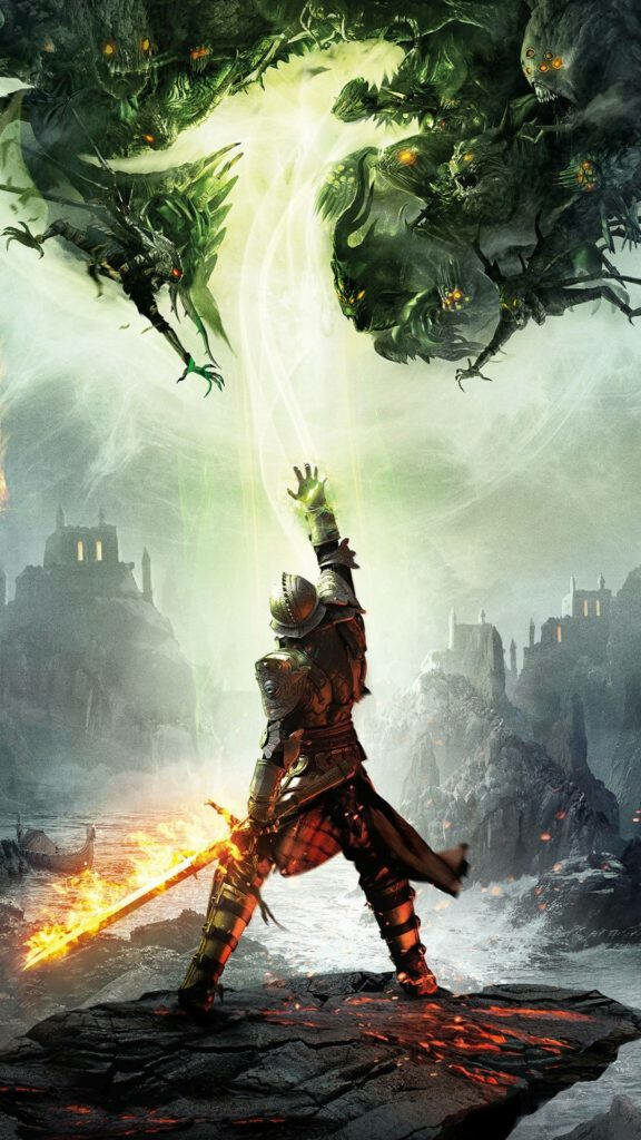 Mythical Dragon Knight: Armored Might Amidst Enchanting Fantasia Wallpaper
