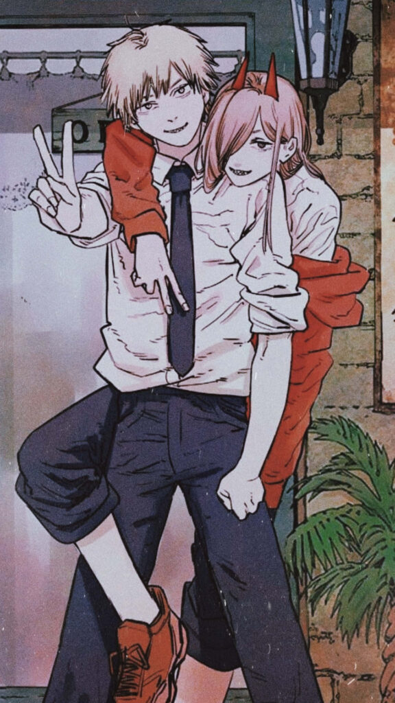 Unbreakable Bond: Capturing Denji's Strength and Embrace in a Powerful PFP Wallpaper