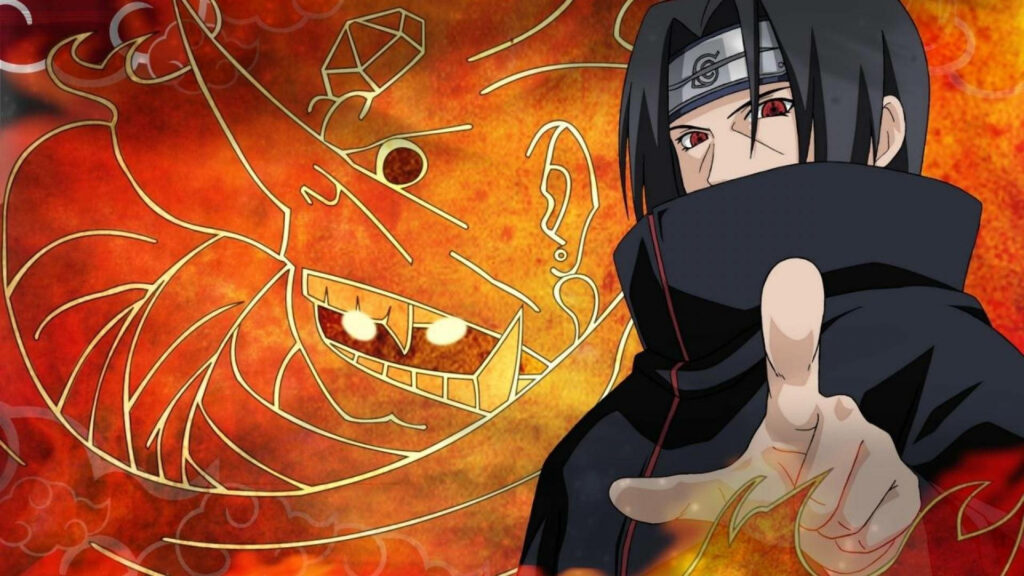 Itachi's Commanding Gesture: The Naruto-themed Power Wallpaper for Your iPad