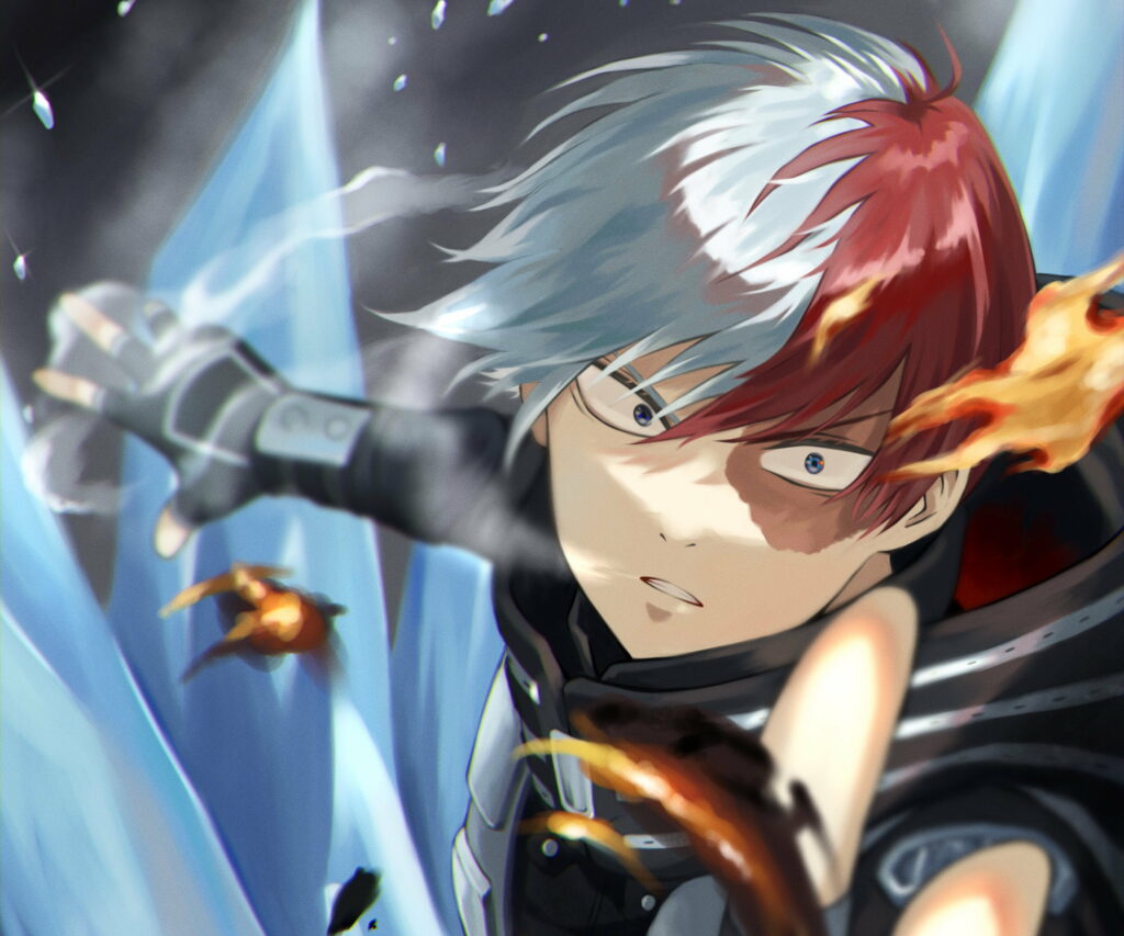 Blazing Resolve: Shoto Todoroki in Stunning QHD Wallpaper