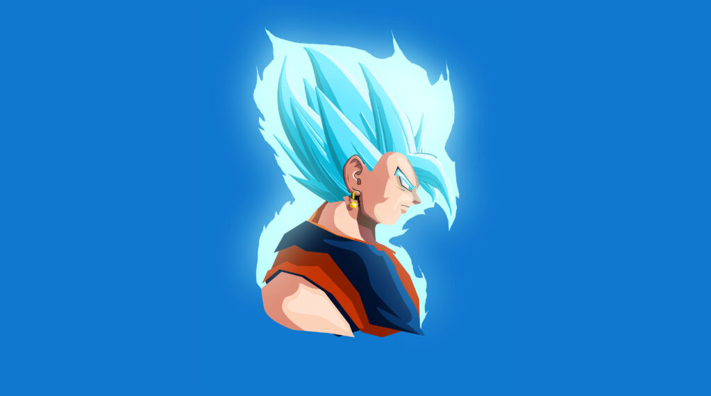 Powered Fusion: Vegito's Majestic Blue Aura in a Striking Wallpaper