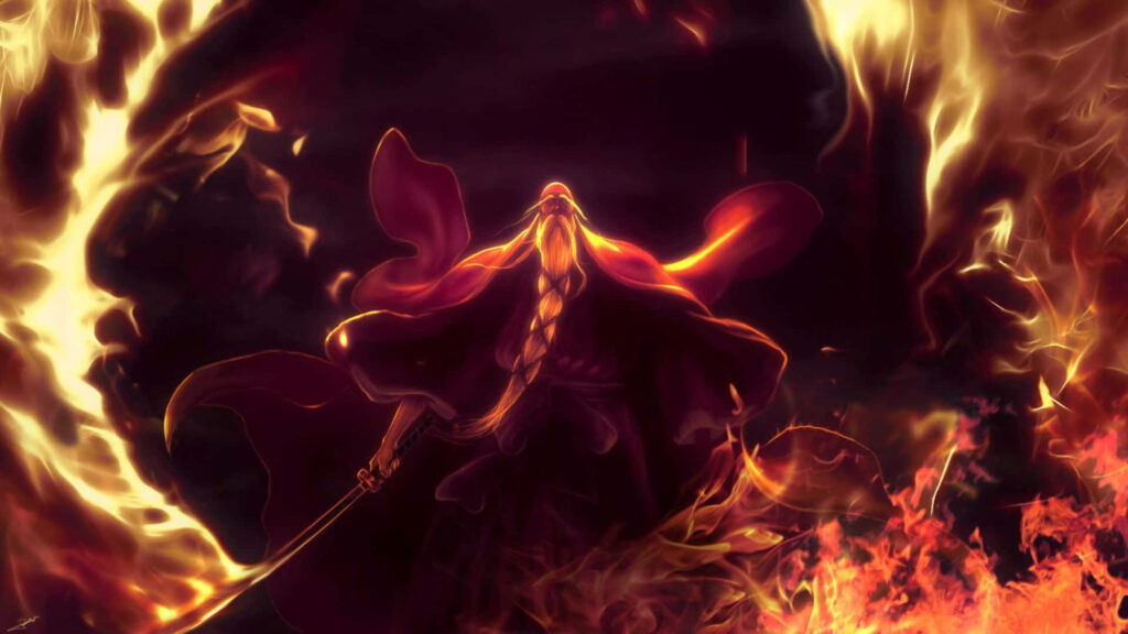 Epic Genryusai Bleach PC Wallpaper: Fiery Strength & Commanding Presence