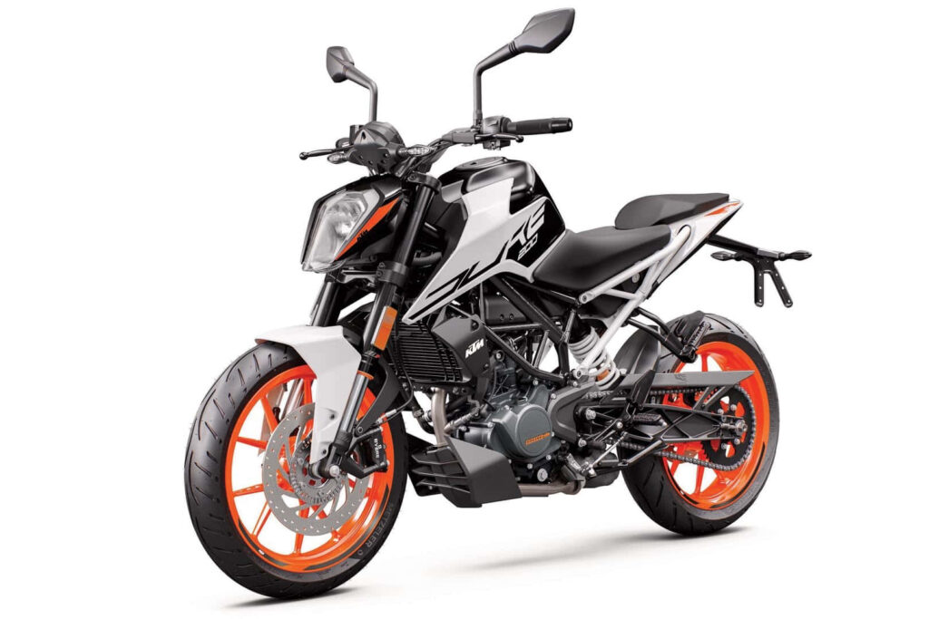 Bold KTM Duke Motorcycle Wallpaper: Muscular Design & Vibrant Colors