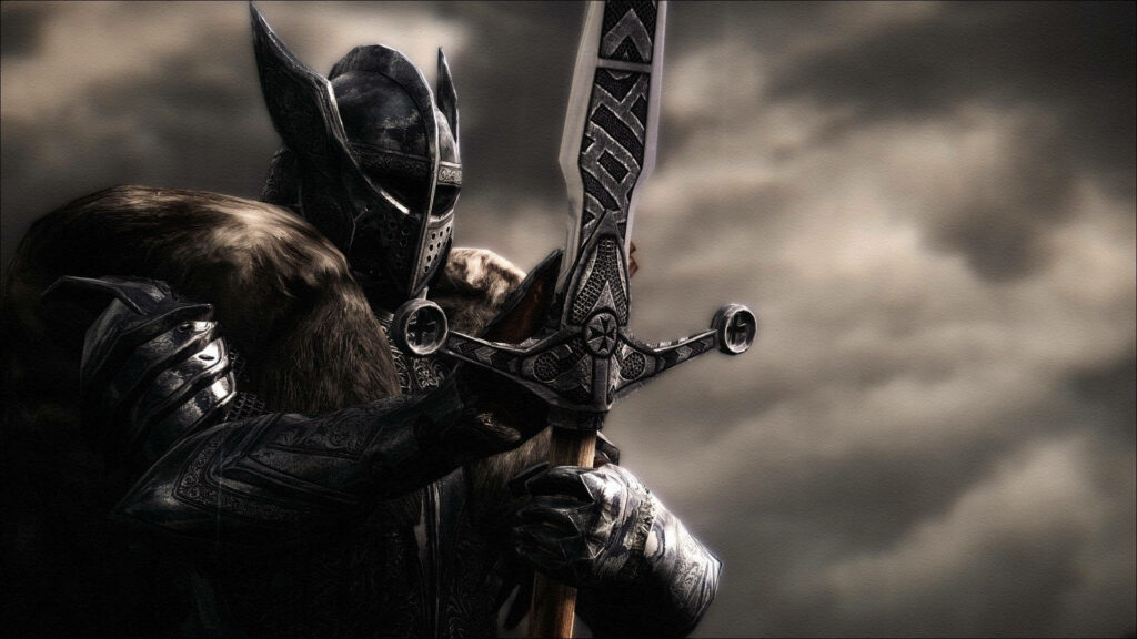 Dark Knight Wallpaper: Powerful Armor & Stormy Sky Background