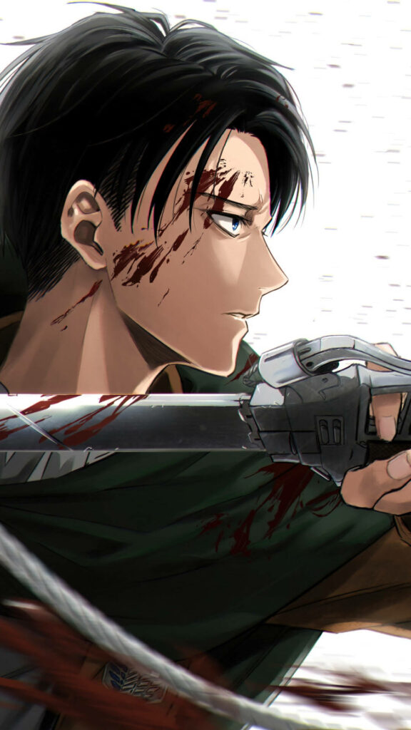 Fantasy Fury: Levi Ackerman Unleashes his Skills in Marvelous 4k Anime Phone Wallpaper