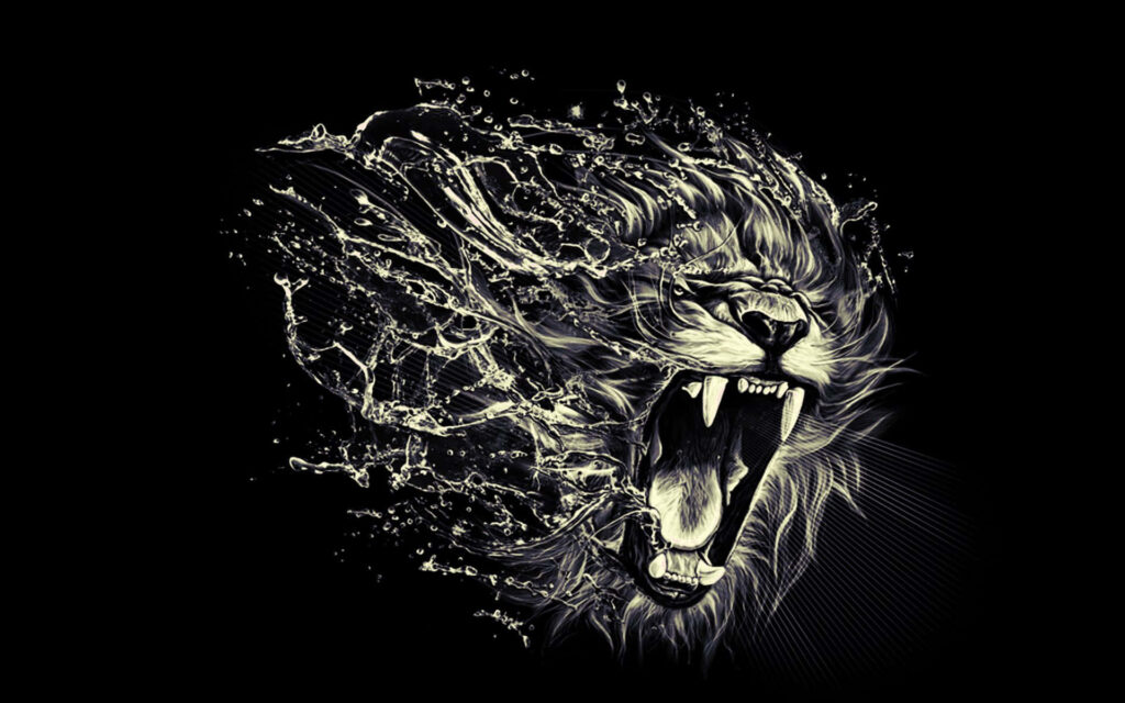 Stunning HD Lion Roaring Wallpaper: Mane Transforms into Water