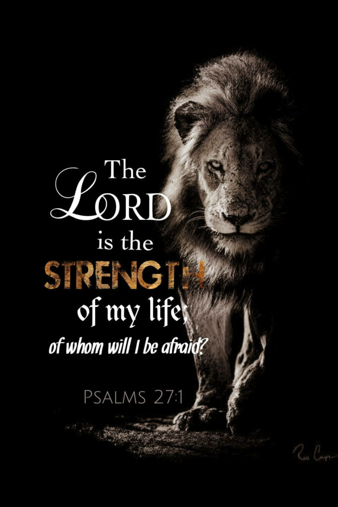 Lion Wallpaper: Strength & Faith with Psalms 27:1 Inspiration
