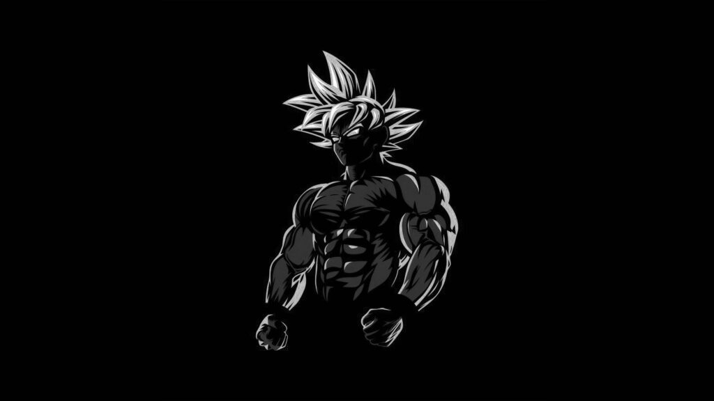 Muscular GOKU Silhouette Wallpaper: Striking Super Saiyan Design