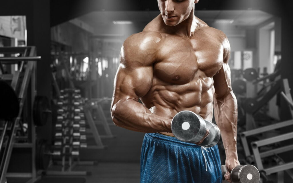 Muscle Sculpting: Powering the Path to Fitness - A Dynamic Gym Wallpaper