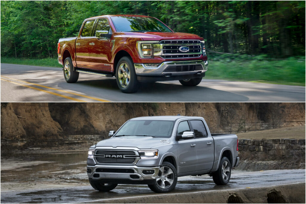 Powerful Pickup Trucks Wallpaper: Ford & Ram on Scenic Adventures