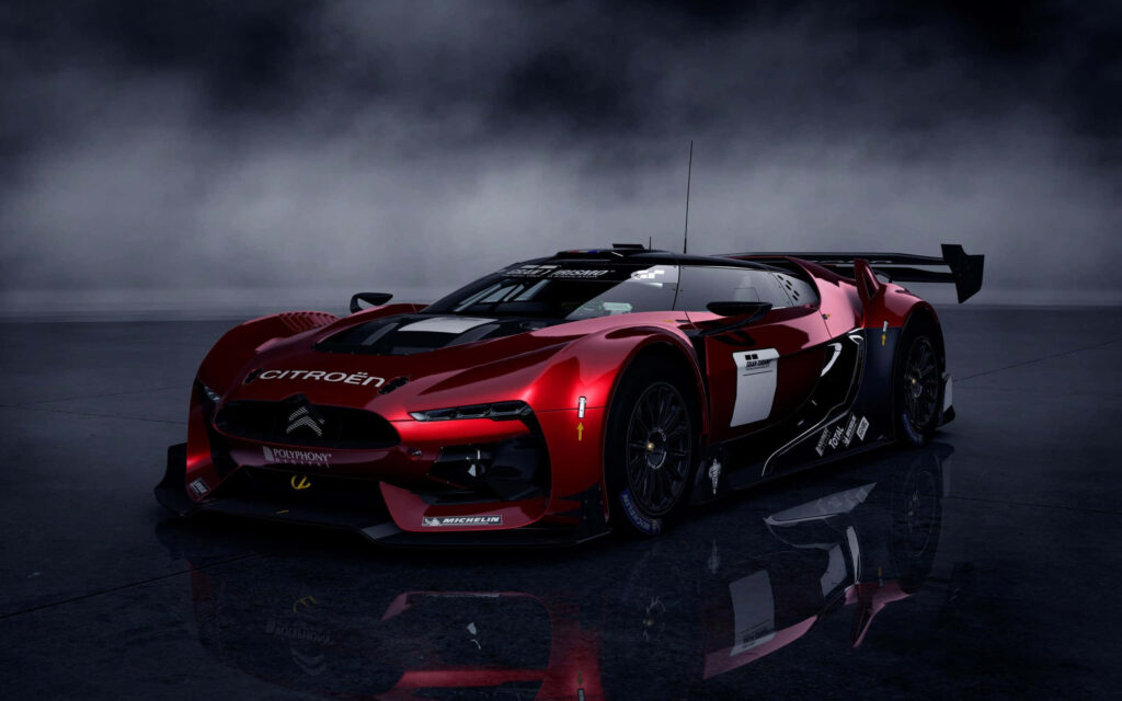 Thrilling Red Citroën Race Car Wallpaper with Misty Background