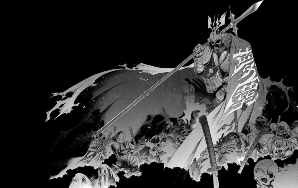 Powerful Samurai Warrior in Black and White Battlefield Wallpaper