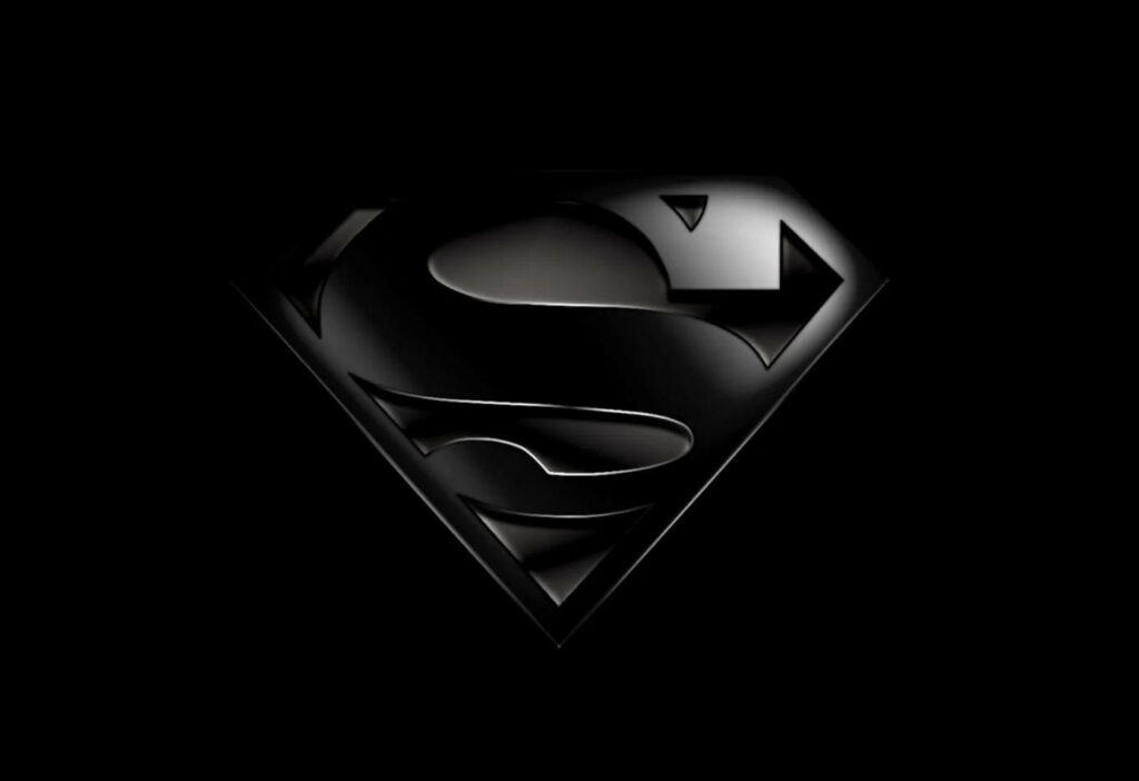 Showcasing the Boldness: The Iconic Black Superman Logo in a Striking, Solid Black Background Wallpaper