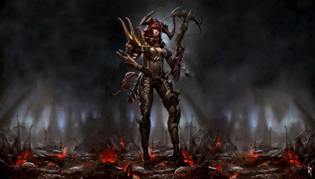 Powerful Demon Slayer Wallpaper: Fierce Armor & Fiery Background
