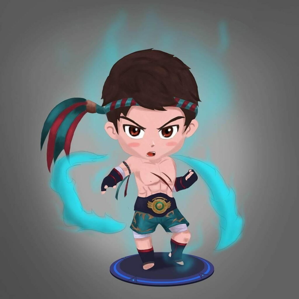 Gaming Hero in Vivid Detail: Mobile Legends' Chou 3D Edition Phone Wallpaper