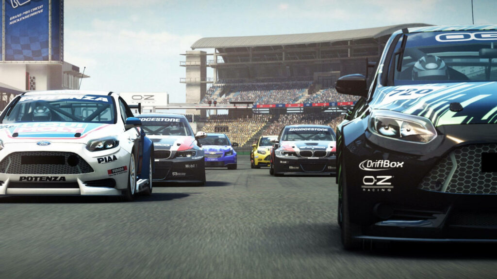 High-performance racing cars battling for position in Grid Autosport Wallpaper