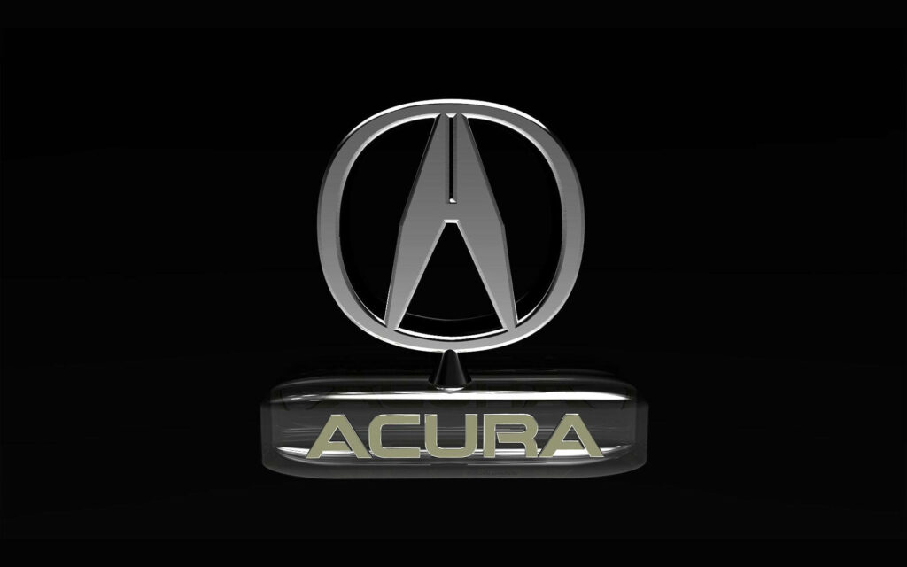 Acura Car Logo Wallpaper: Sleek Metallic Design on Dark Background