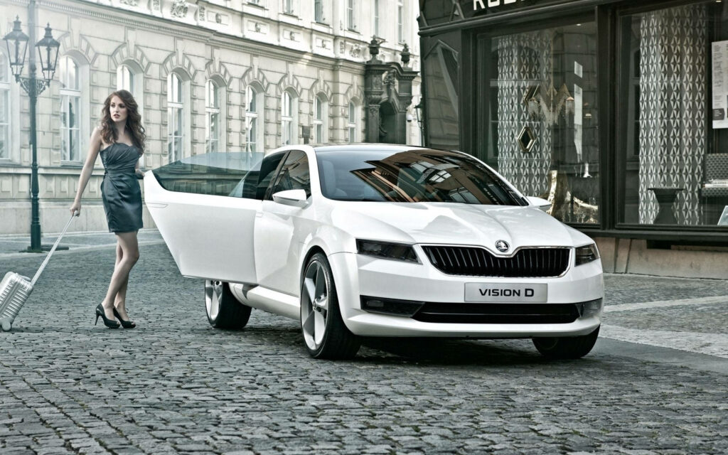 Elegant Skoda Vision D: Urban Luxury & Innovation Wallpaper Background