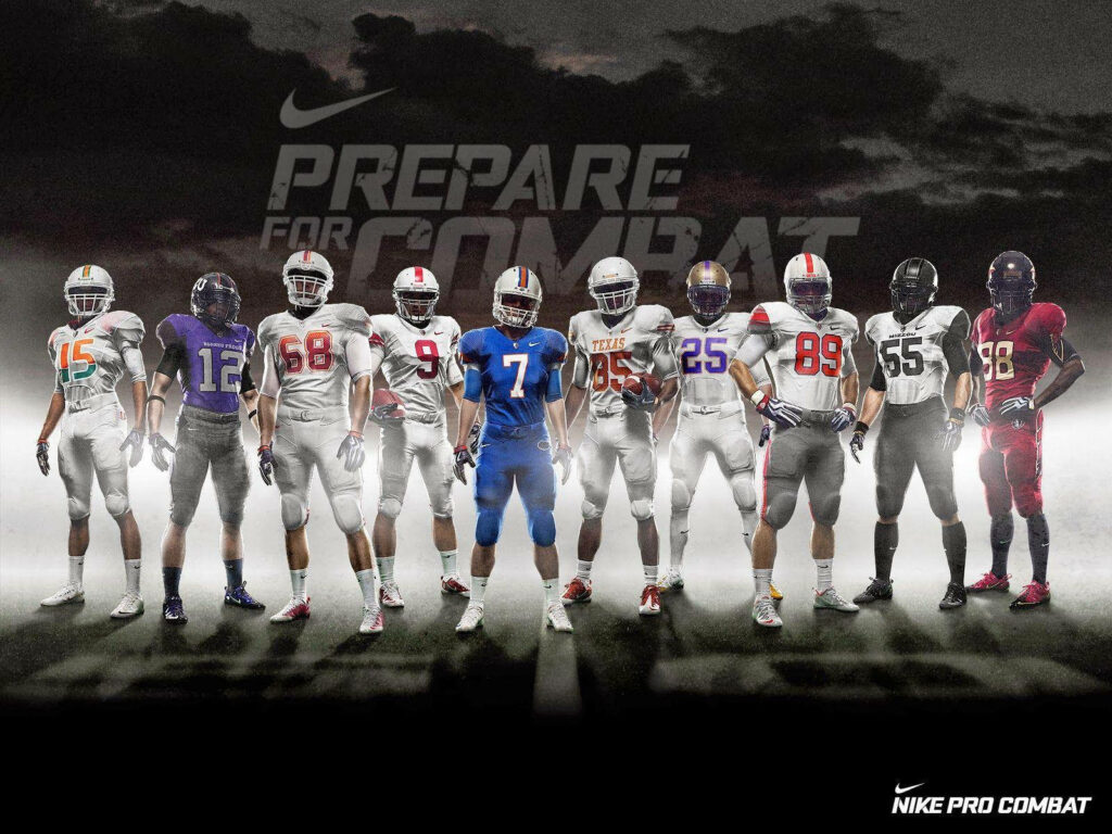 Elite Gridiron Warriors: Nike's Power Squad Ready for Battle Wallpaper in HD 1600x1200 Resolution