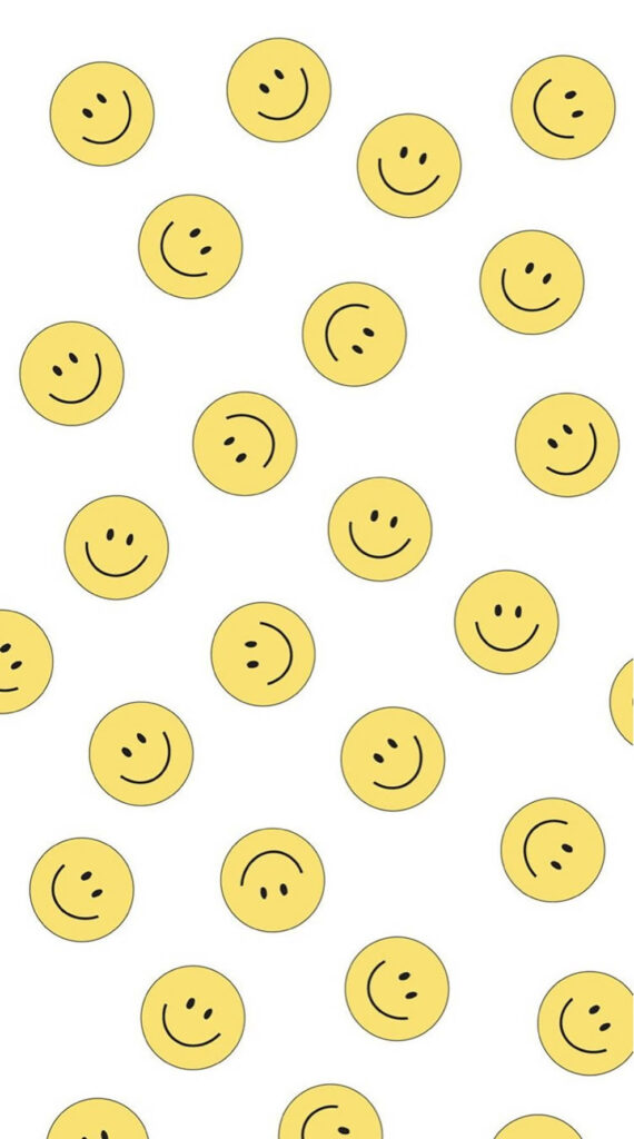 Delightful Preppy Smiley Face Wallpaper: Yellow Smiles on a Clean Canvas