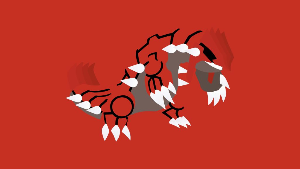 Primal Groudon minimalist vector wallpaper red grey legendary Pokémon digital art background