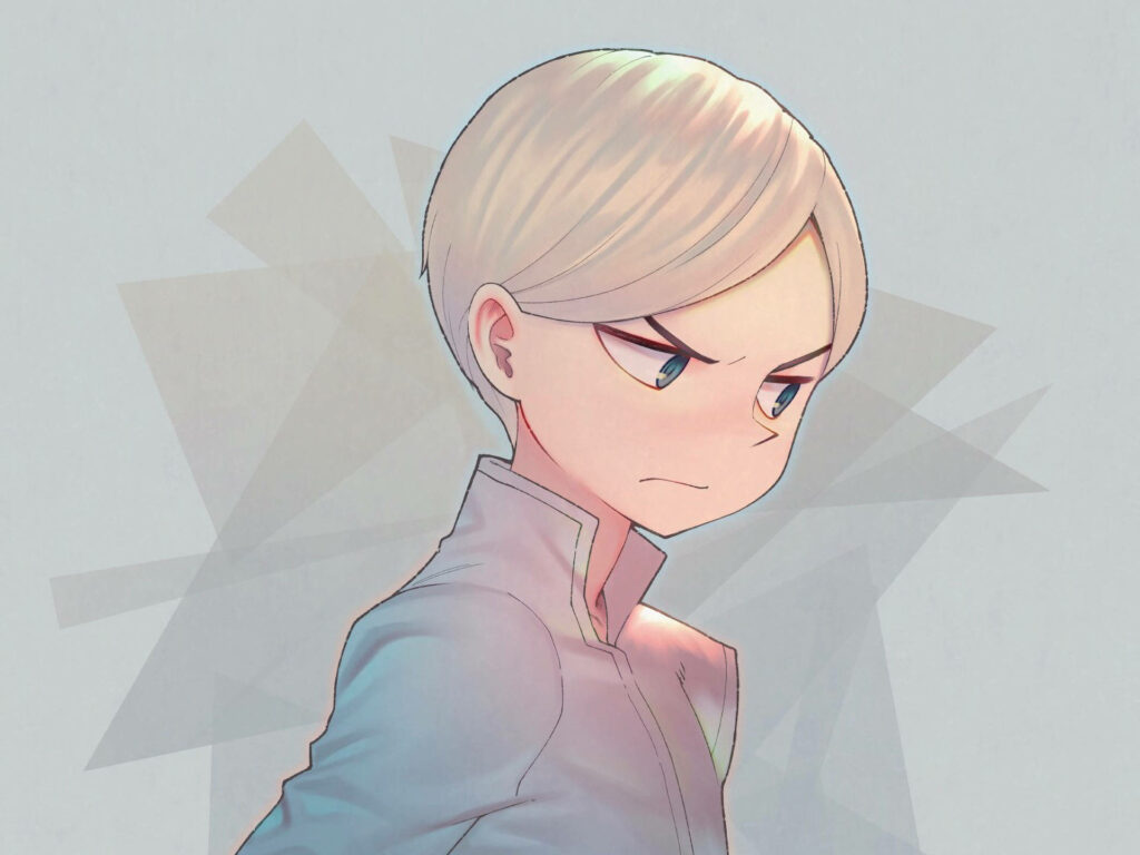 Prince Daida: Determined Expression on Minimalist Wallpaper Background