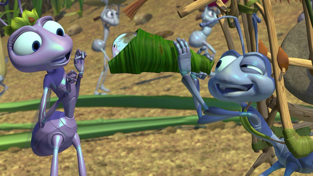 Princess Atta and ant friend from A Bugs Life vibrant animated scene adventurous wallpaper background