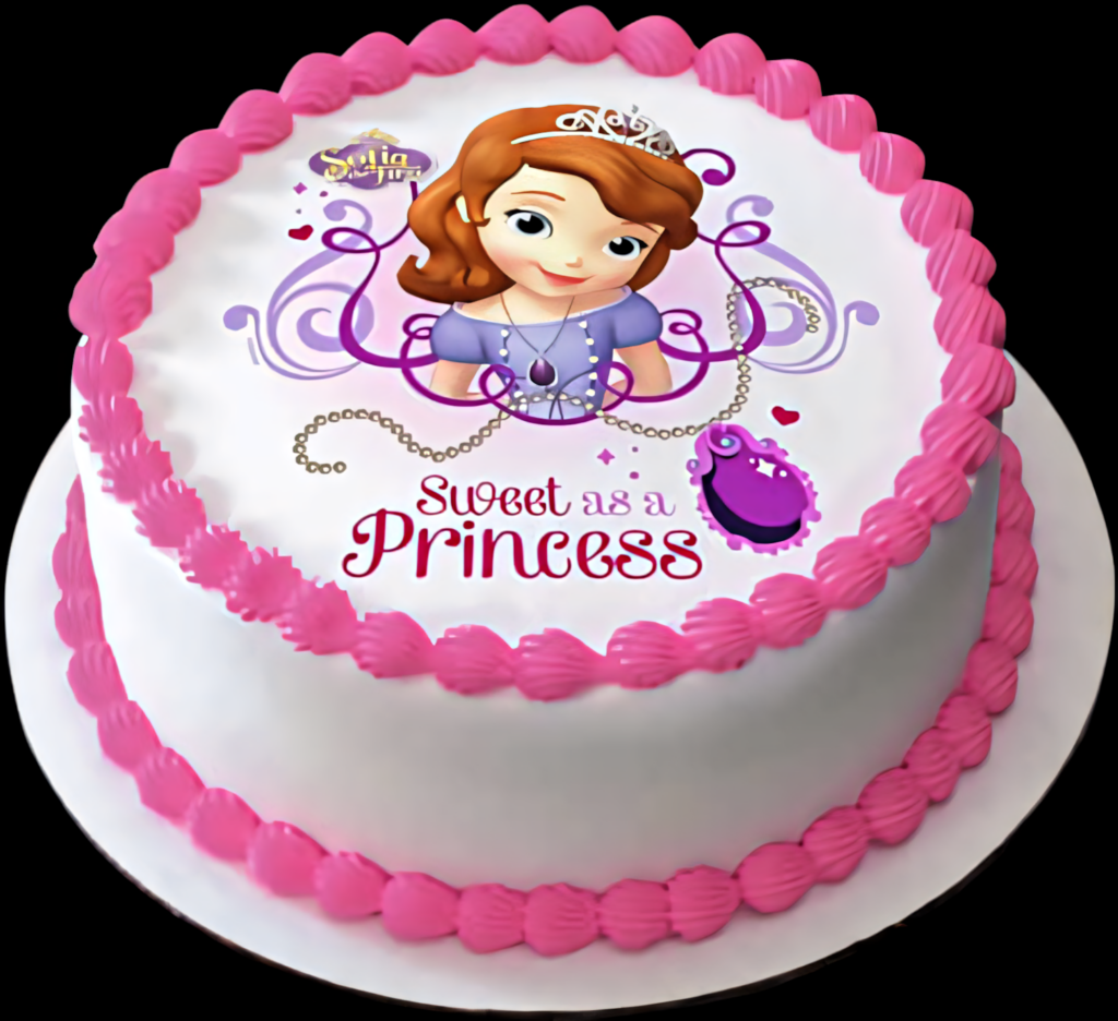 Delightful Princess Sofia Birthday Cake with Pink Frosting Design Wallpaper