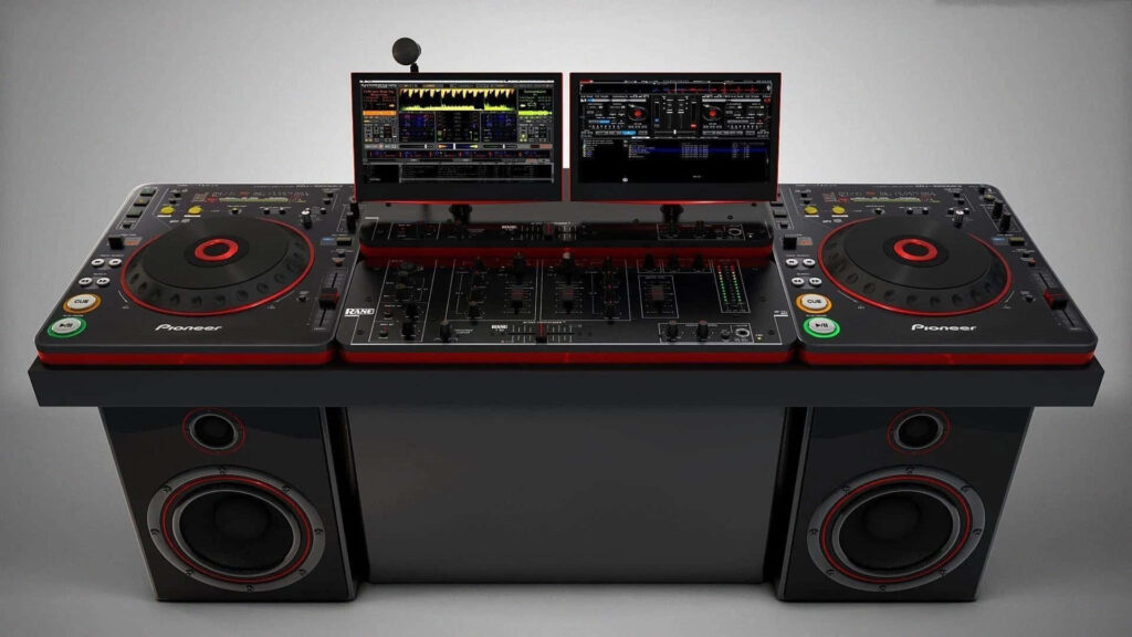 Modern DJ Setup Wallpaper: Dual-Deck Controller & Sleek Design
