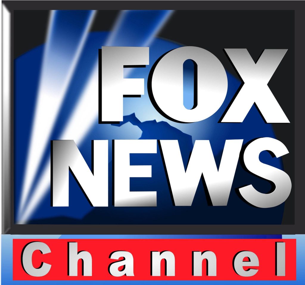Fox News Channel wallpaper with metallic 3D logo red banner and stylized blue globe background