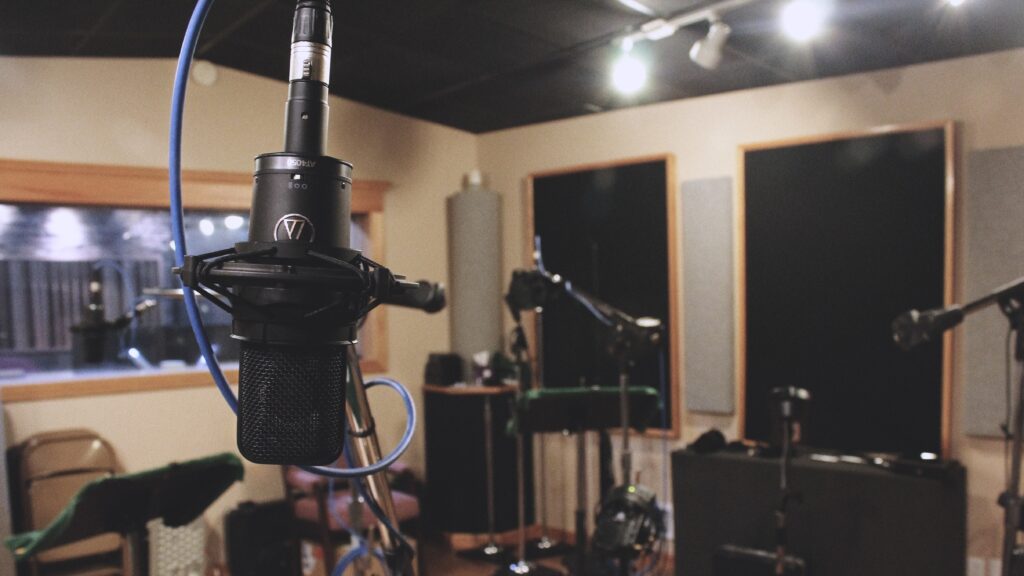 High-Quality Microphone Wallpaper in Soundproof Studio Setup