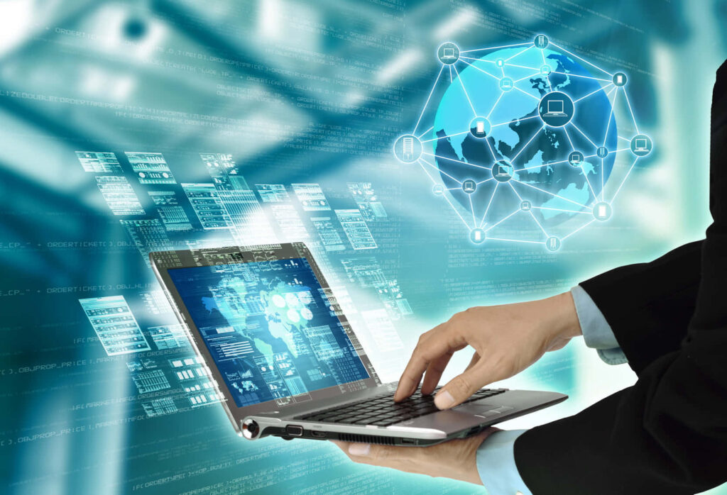 Professional Tech Wallpaper: Digital Interfaces & Global Network Design