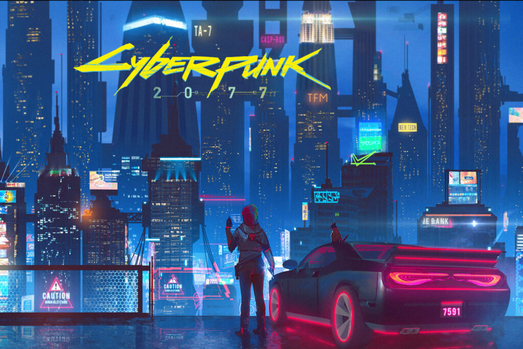 A Glimpse into Night City: A Dystopian Cyberpunk Oasis for Android Gamers Wallpaper