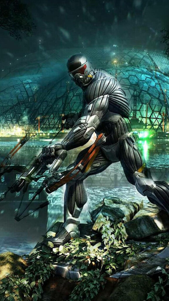 Futuristic Archery Warrior: Prophet Unleashes Gaming Action in Crysis 3 Wallpaper
