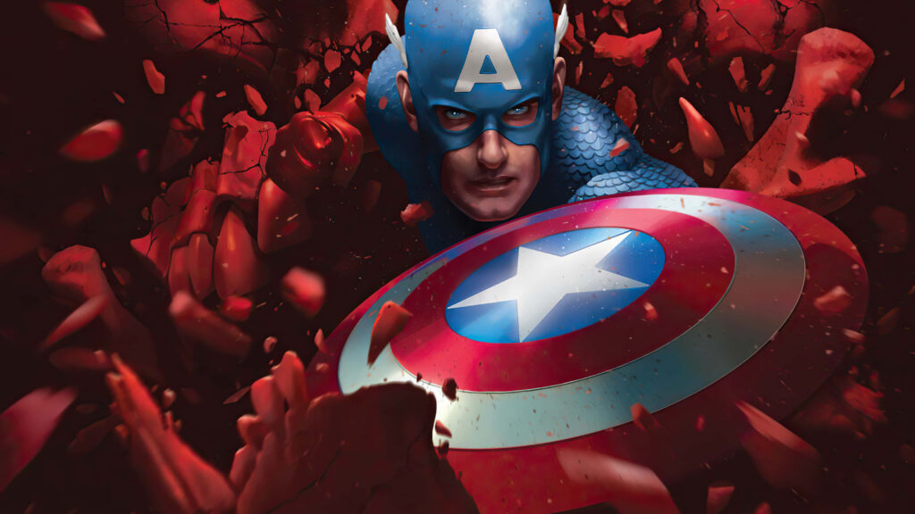 Shield of Freedom: Captain America Stands Tall in a Majestic 4K Patriotic Portrait Wallpaper