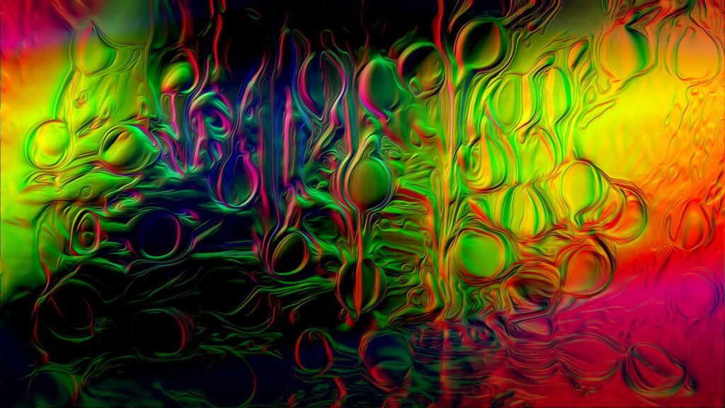 Vivid Psychedelic Background: Swirling Liquid Patterns in Bright Colors Wallpaper