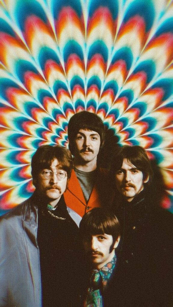 Psychedelic The Beatles Wallpaper - 1960s Iconic Style Design