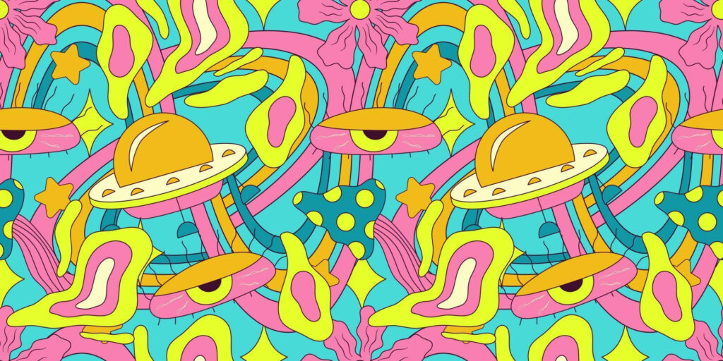 Psychedelic Face - Hypnotic Visuals as a 1920 X 960 Trippy Face Background Image Wallpaper