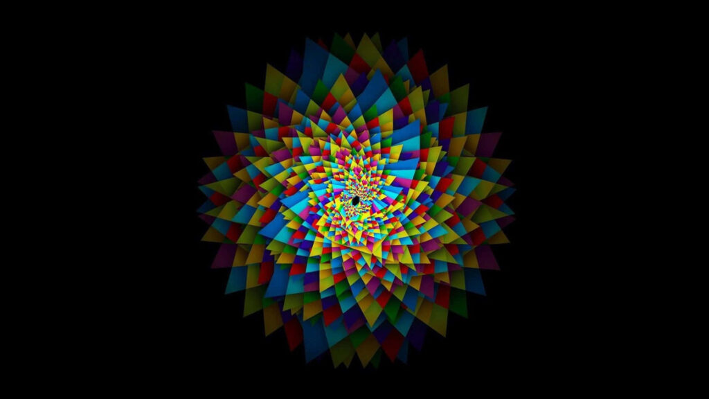 Enigmatic Celestial Cluster: Mesmerizing Diamond Pattern in Vibrant Yellow, Pink, and Blue Creates a Hypnotic Desktop Wallpaper