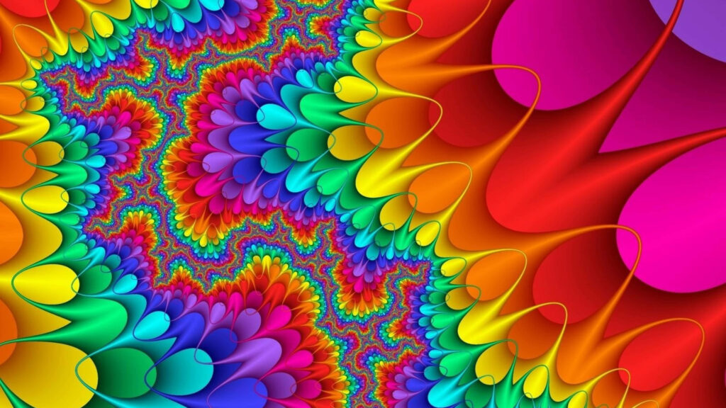Rainbow Rhapsody: A Free-to-Use 70s-Inspired Trippy Desktop Wallpaper