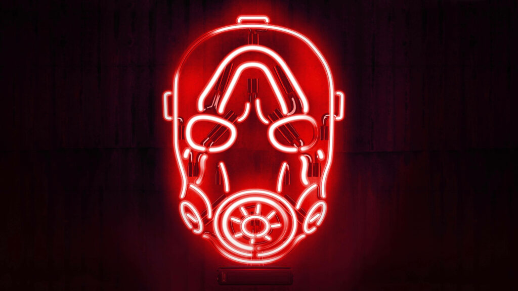 Anarchy Unleashed: Exploring the Eerie Neon Psycho Mask from Borderlands 3 Wallpaper