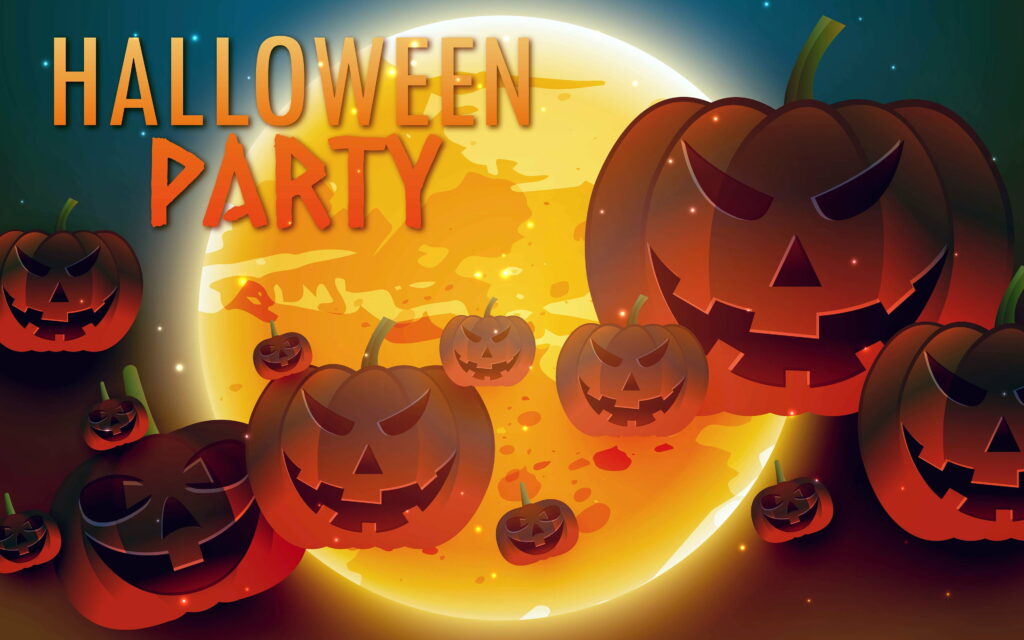 The Enchanting Allure of a Halloween Moon: A Vibrant Pumpkin Night Wallpaper