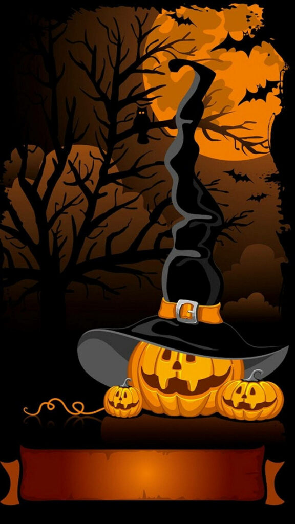 Enchanting Halloween iPhone Wallpaper: Bewitching Pumpkin Witch Poses as a Spooky-yet-Adorable Background Photo