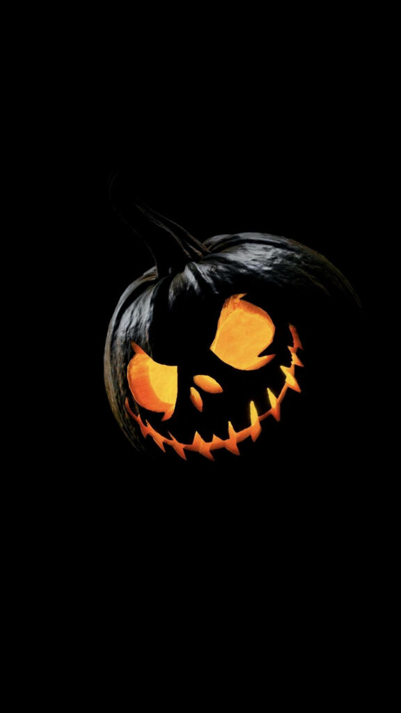 Pumpkin Portrait: Haunting Halloween Phone Wallpaper for a Spine-Chilling Background