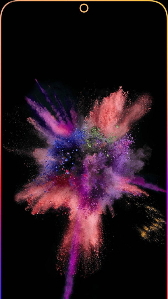 Vibrant Color Burst Illuminating a Dark Background - HD Phone Wallpaper featuring Punch Hole