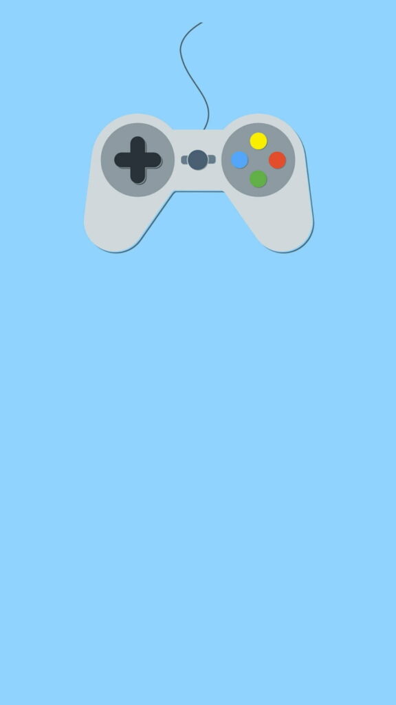 Minimalistic Game Controler Punch Hole Wallpaper on Light Blue Background